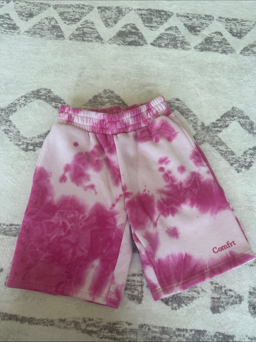 Kids Pink Tie-Dye Comfrt Shorts